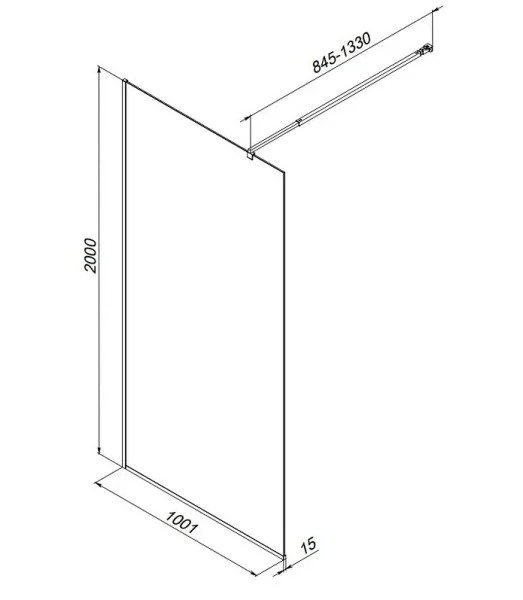 Душевая перегородка AM.PM Func W84WI-100-F1-MTE 100x200, стекло прозр. 8 мм + покрытие, профиль мат хром