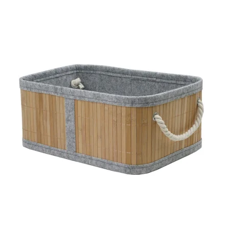 Корзина стеллажная с ручками "Бамбук", Д330 Ш230 В140, натуральный, серый Shan-17M