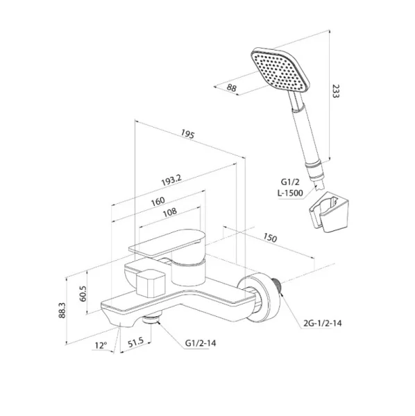 Смеситель для ванны одноручный Milardo Maze MAZBN00M02 сатин