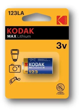 Элемент питания алкал. CR123A BL1 (упак 1шт) MAX Lithium (Kodak) *1