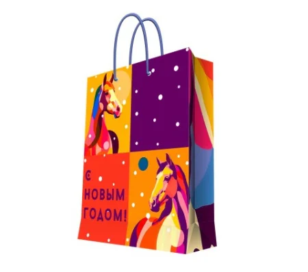 Бумажный пакет для сувенирной продукции с ламинацией, с шириной основания 26 cм, плотность бумаги 140 г/м2 26x32,4x12,7см 95756FE