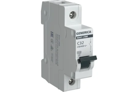 Выключатель авт. мод. 1п С ВА47-29 32А 4.5кА х-ка С GENERICA ИЭК MVA25-1-032-C