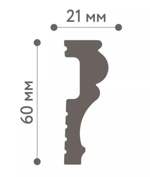 Молдинг настенно-потолочный из полимера ультравысокой плотности 2 UHD 06/60, белый, 2м