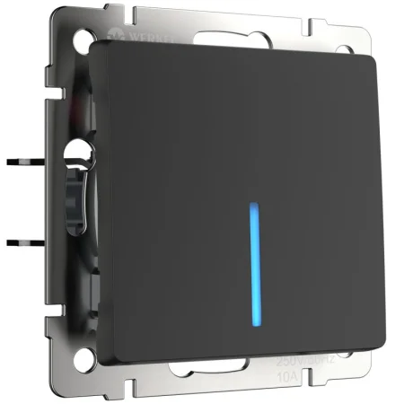 Выключатель Werkel одноклавишный с подсветкой (черный матовый) W1110108