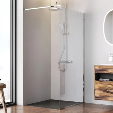 Душевая перегородка Func 100x200, стекло прозр. 8 мм + покрытие, профиль мат хром W84WI-100-F1-MTE*