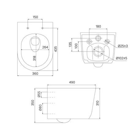 Унитаз подвесной Iddis Slide SLIRDSEi25 безободковый 490x360x350мм