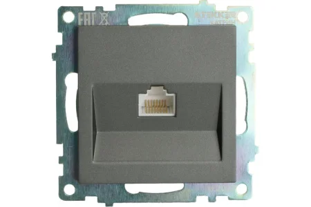 Розетка компьютерная 1-м RJ-45 "Катрин" (механизм) графит GLS00-7107-06 Stekker *1