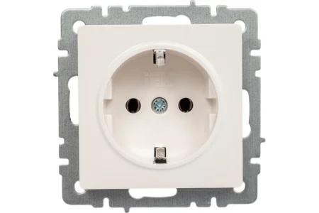 Розетка 1-м "Brite" РС11-1-0-БрБ 16А с заземл. без защ. шторки механизм белый IEK BR-R11-16-K01