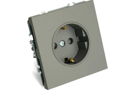 Розетка 1-м "Эмили" с защитной шторкой с/з (механизм) 250В 16А платиново-серый soft touch RST16-5110