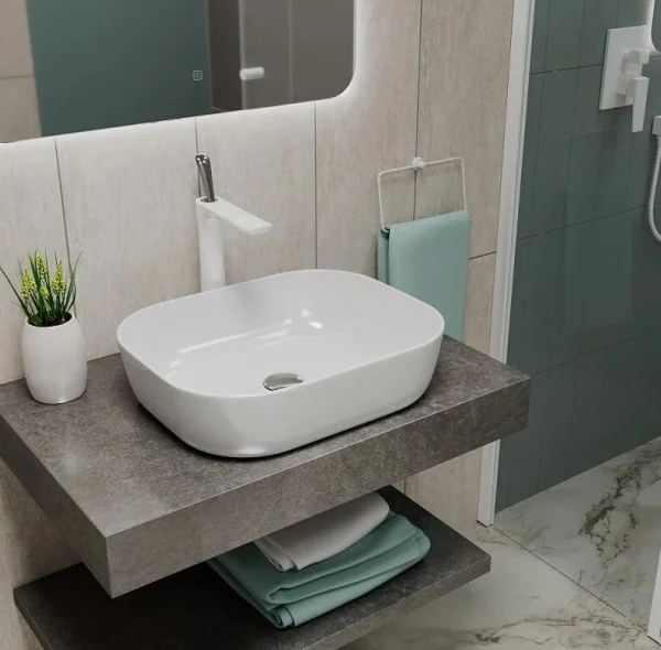 Раковина накладная D&K Venice DT1020116, 490*395*150 мм, белый