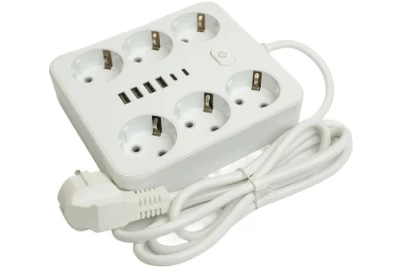 Удлинитель 6х1,8м c/з 3x1 мм2 250В, 10А, 4USB+2Type-C 2,4А Home белый HM09-66-02 Stekker *1