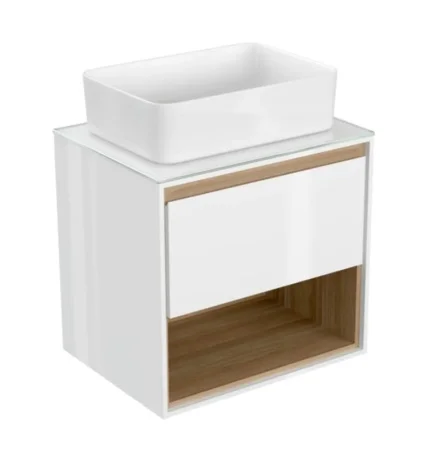 Тумба под раковину подвесная Cersanit Louna 60 SP-SZ-LOU60-BL/Wh со столешницей белый