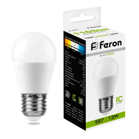 Лампа светодиодная LB-950 Шарик E27 13W 175-265V 4000K 38105 (Feron) *1
