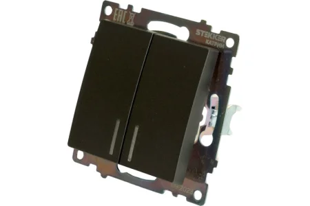 Выключатель 2-кл "Катрин" c индикатором (механизм) 250В 10А графит GLS10-7102-06 Stekker *1