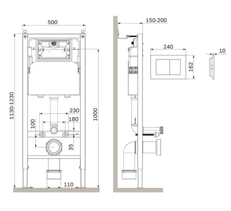 Инсталляция для подвесного унитаза AM.PM PrimeFit I012709.0201 с механ. клавишей S белый глянец