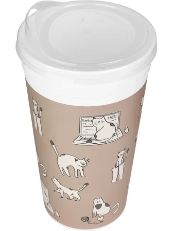 Стакан с крышкой 0,5л "Котики" пудровый СТК-4177 (La Decoro) *1