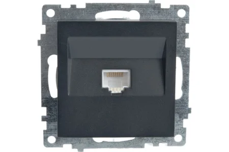 Розетка компьютерная 1-м RJ-45 "Катрин" (механизм) черный GLS00-7107-05 Stekker *1