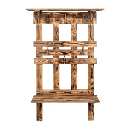 Вешалка с полкой и скамейкой 173х110х32см обожжённая сосна класс АВ "Банные штучки" 33155 *1