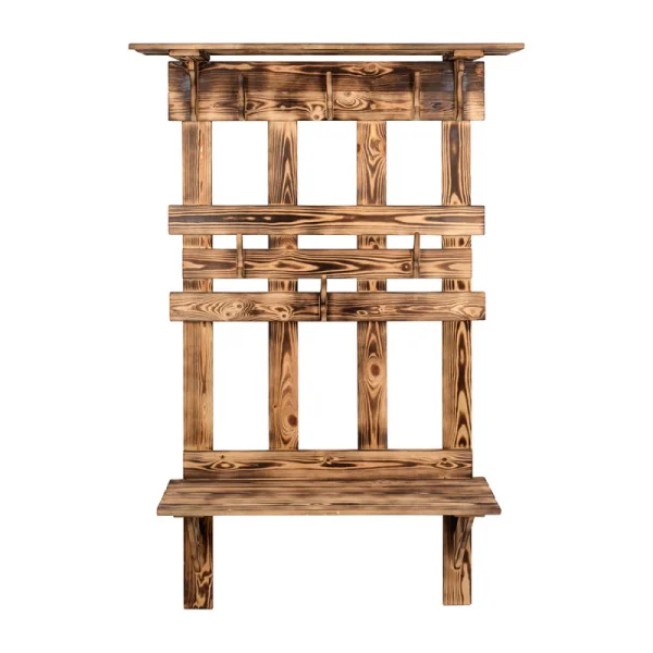 Вешалка с полкой и скамейкой 173х110х32см обожжённая сосна класс АВ "Банные штучки" 33155 *1