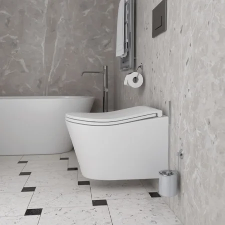 Унитаз подвесной D&K Bamberg DT1556516 безободковый торнадо, сиденье микролифт, белый