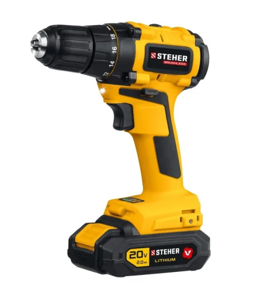 Дрель-шуруповерт аккум. Steher CDB-200-2 V1 20В, 2АКБ (2Ач), кейс