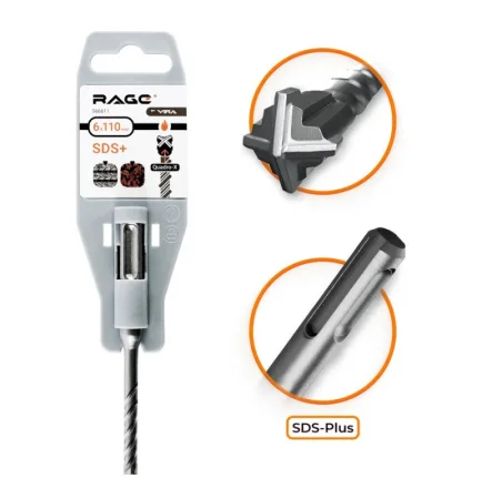 Бур по бетону  6х110мм SDS-plus Quadro-X RAGE by VIRA 566611 *1