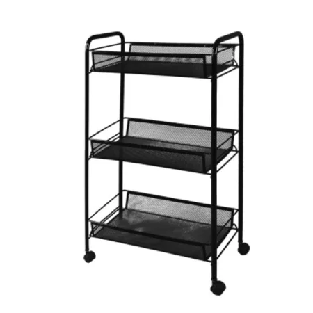 Этажерка "Ладья  2К" 3 полки на колесиках черный