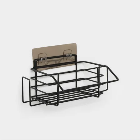 Полка прямоугольная 1-яр 10х24х14см на липучке, чёрный 5168789