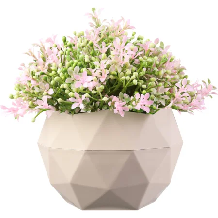 Кашпо д/цветов пласт. "Топаз" 0,45л пудровый с розовыми цветами КШ-0036 (La Decoro) *1
