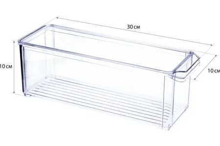Органайзер для холодильника 10х30х10см с крышкой прозрачный М 1585 *1