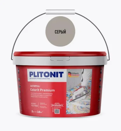 Затирка для швов PLITONIT Colorit Premium 0,5-13мм биоцидная серая 2кг