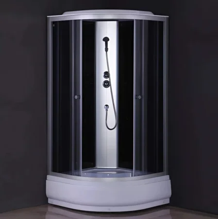 Душевая кабина 307GG 900х900х2150мм стекло серое, задняя черная стеклянная панель (Comforty) *1