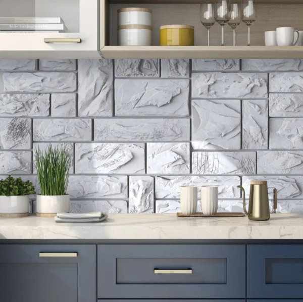 Панель ПВХ Stella Камень Пиленный настоящий белый 977х493х0,4мм