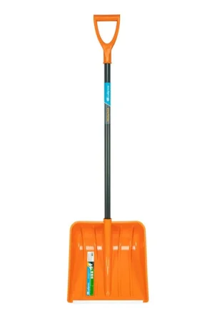 Лопата снегоуборочная пластиковая 400х405х1380мм стальной черенок Сибртех 61666