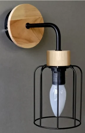 Бра Linvel LB 9467/1 Гансол Чёрный/дерево Е14 40W 180х100х250мм