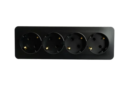 Розетка 4-м "София" ОП с/з 250В 16А IP20 черный матовый MST16-14-05 Stekker *1