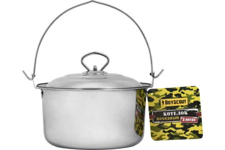 Котелок походный с крышкой, нерж.сталь, 3 л BOYSCOUT 61161 *1 /4