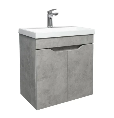 Комплект мебели подвесной Arona 50 с дверцами, фасад МДФ с вырезами (под Слим 50/Altais 35), Бетон лофт AR-T50-Be