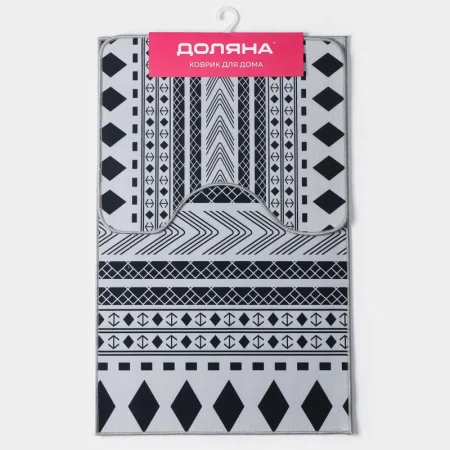 Набор ковриков для ванны и туалета 2шт 50х80, 50х40см ЧБ 6997793