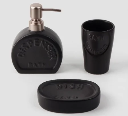 Набор аксессуаров для ванной комнаты "Легенда" (керамика, пластик 3 предмета) серый 5459651 (Savanna) *1