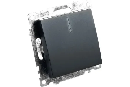 Выключатель 1-кл "Катрин" c индикатором (механизм) 250В 10А черный GLS10-7101-05 Stekker *1