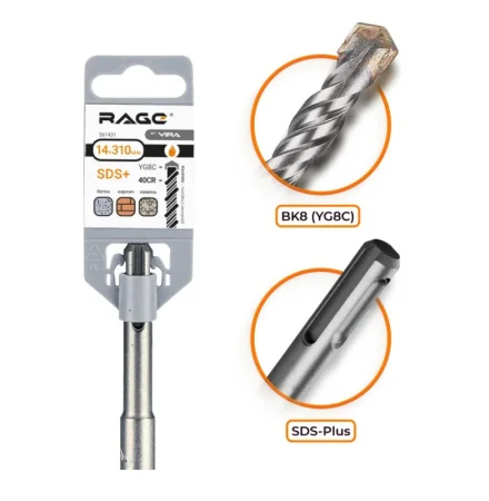 Бур по бетону 14х310мм SDS-plus RAGE by VIRA 561431 *1
