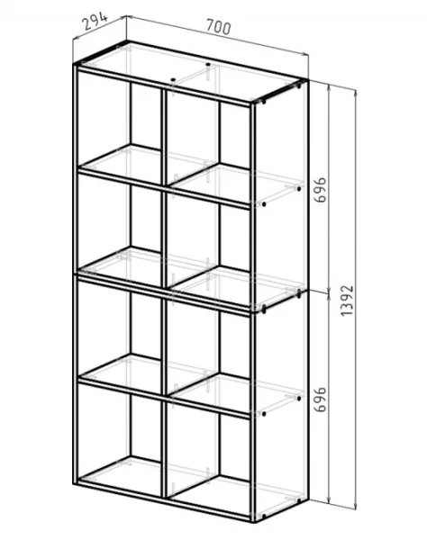 Стеллаж Герда 8 секции 1392х700х294мм сонома
