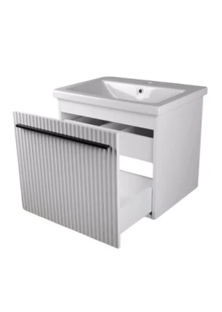 Тумба-умывальник подвесная Agata Суматра 60 АТ60-922 Белый матовый, 2 ящика с раковиной Como 60
