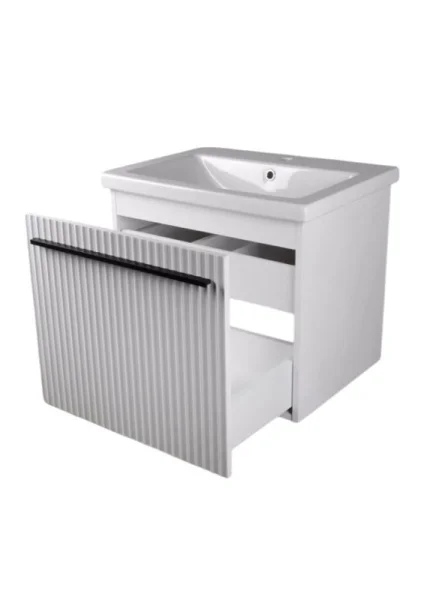 Тумба-умывальник подвесная Agata Суматра 60 АТ60-922 Белый матовый, 2 ящика с раковиной Como 60