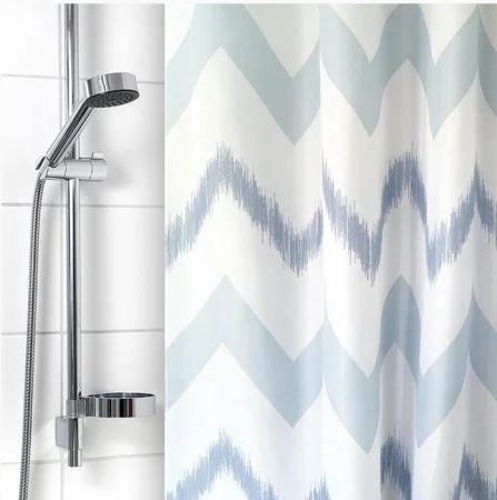Штора для ванной Голубые зигзаги полиэстер 180х180см Д3997 (Вилина)