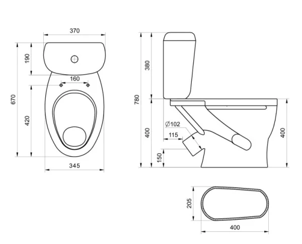 Унитаз-компакт Santeri Воротынский 1P4017S0000BF 1-реж. эконом, арматура