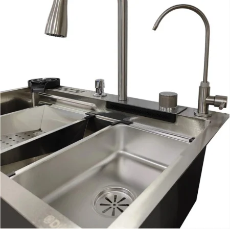 Мойка многофункциональная кухонная Dikalan KJ754505 серый, нерж. сталь, размер 750*460*220 мм LED-дисплей