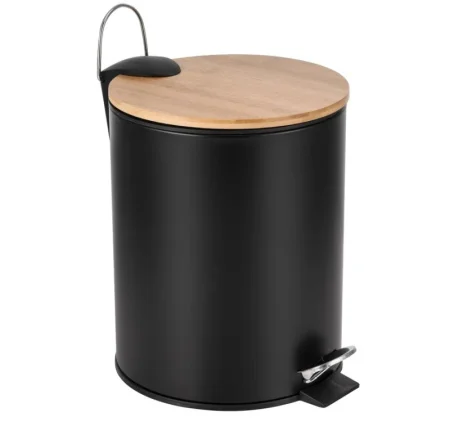 Ведро для мусора с педалью и бамбуковой крышкой Fora Dark FOR-BIN-3LBB черный/бамбук 3л