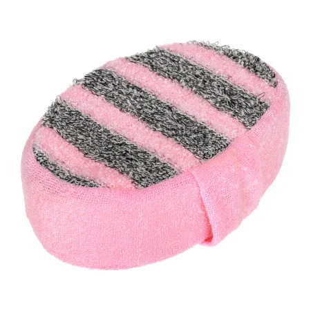 Мочалка "Женская" объёмная, 10х15х5 см, двусторонняя, серо-розовая,  medium/soft "Банные штучки" 414